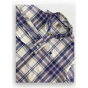 Cinch Shirt Mens L Blue White Plaid Western Rodeo Button Down Long Sleeve Cotton